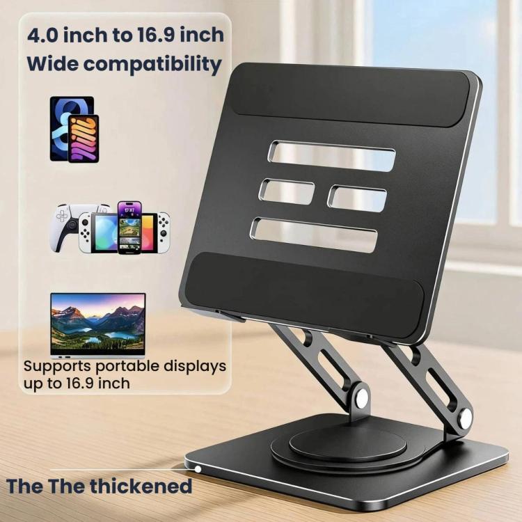 Soporte metálico giratorio y ajustable en altura para tablet de 16 pulgadas, ideal para juegos de escritorio y como soporte de refrigeración., P2038L