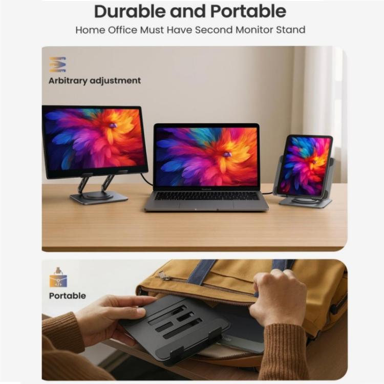 Soporte metálico giratorio y ajustable en altura para tablet de 16 pulgadas, ideal para juegos de escritorio y como soporte de refrigeración., P2038L