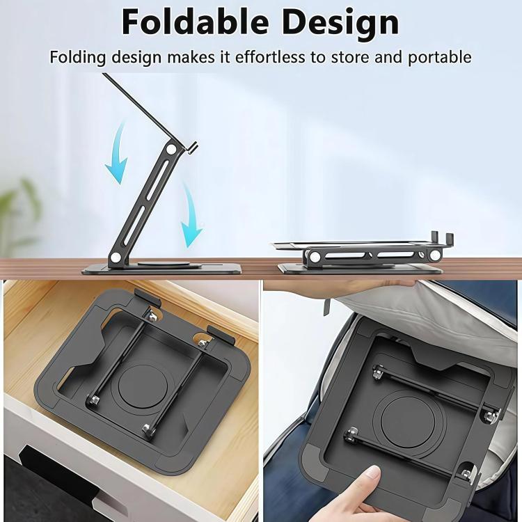 Soporte para ordenador metálico ventilado, plegable, con altura ajustable y rotación de 360 grados., NH-02Pro