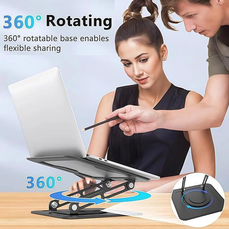 Soporte para ordenador metálico ventilado, plegable, con altura ajustable y rotación de 360 grados., NH-02Pro