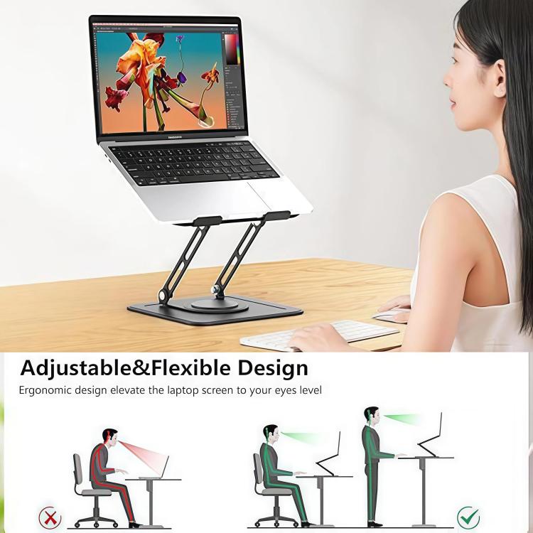 Soporte para ordenador metálico ventilado, plegable, con altura ajustable y rotación de 360 grados., NH-02Pro