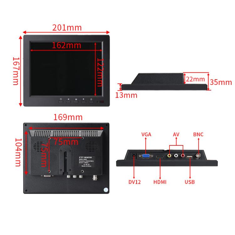 Monitor de microscopio IPS de grado industrial, enchufe estadounidense., 8 Inch with 25mm Mounting Bar, 8 Inch with 32mm Mounting Bar, 10 Inch with 25mm Mounting Bar, 10 Inch with 32mm Mounting Bar, 11.6 Inch with 25mm Mounting Bar                     ...
