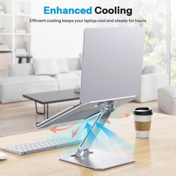 Soporte vertical plegable y ajustable para portátil de aleación de aluminio con refrigeración integrada.