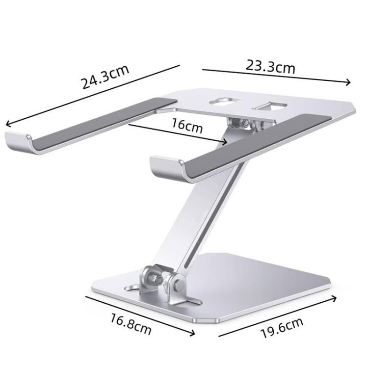 Soporte vertical plegable y ajustable para portátil de aleación de aluminio con refrigeración integrada.