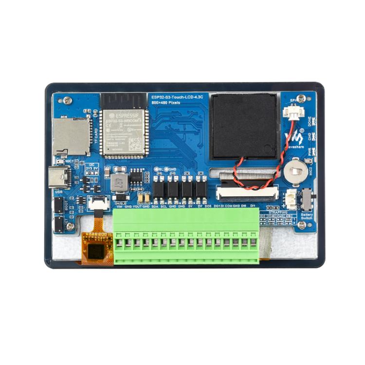 Placa de desarrollo con pantalla táctil inteligente por voz LCD WAVESHARE ESP32-S3 de 4,3 pulgadas, 4.3-Inch Without Case, 4.3-Inch With Case