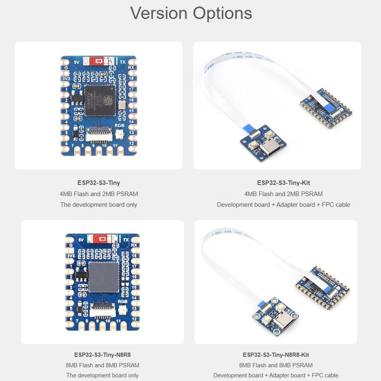 Mini placa de desarrollo con procesador de doble núcleo y frecuencia de funcionamiento de 240 MHz., Waveshare ESP32-S3-Tiny, Waveshare ESP32-S3-Tiny-N8R8, Waveshare ESP32-S3-Tiny-Kit, Waveshare  ESP32-S3-Tiny-N8R8-Kit