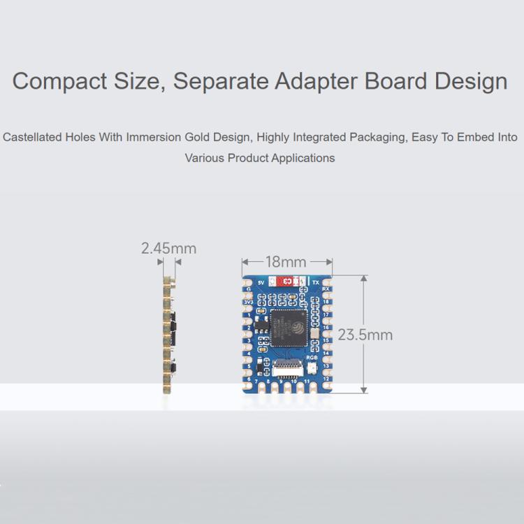 Mini placa de desarrollo con procesador de doble núcleo y frecuencia de funcionamiento de 240 MHz., Waveshare ESP32-S3-Tiny, Waveshare ESP32-S3-Tiny-N8R8, Waveshare ESP32-S3-Tiny-Kit, Waveshare  ESP32-S3-Tiny-N8R8-Kit