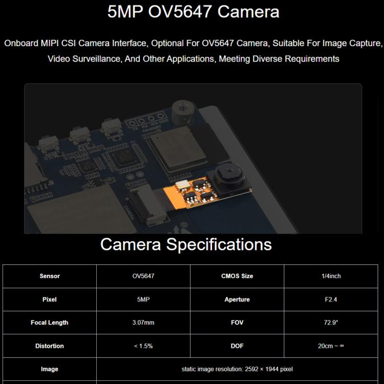 Placa de desarrollo Waveshare ESP32-P4-WIFI6 de 4,3 pulgadas, resolución de 480 × 800, pantalla táctil de 5 puntos y chip códec de audio integrado., Basic Model, With OV5647 Camera