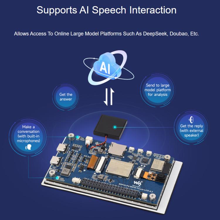Placa de desarrollo Waveshare ESP32-P4-WIFI6 de 4,3 pulgadas, resolución de 480 × 800, pantalla táctil de 5 puntos y chip códec de audio integrado., Basic Model, With OV5647 Camera