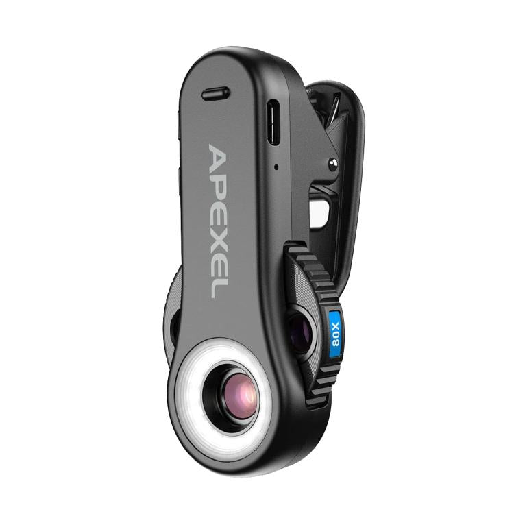 Microscopio para teléfono APEXEL TriScope 40X-80X-120X con iluminación LED y UV de doble temperatura., APL-MS3L