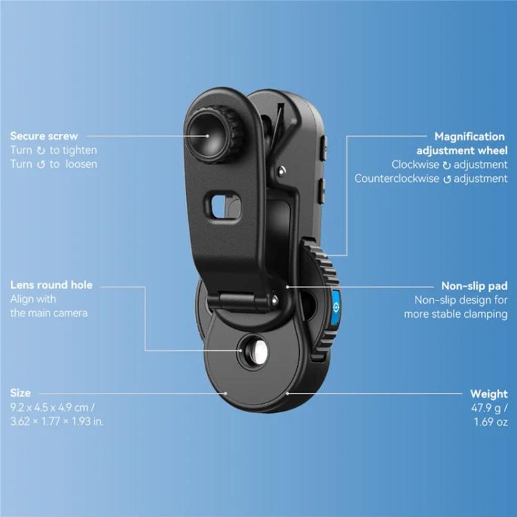 Microscopio para teléfono APEXEL TriScope 40X-80X-120X con iluminación LED y UV de doble temperatura., APL-MS3L