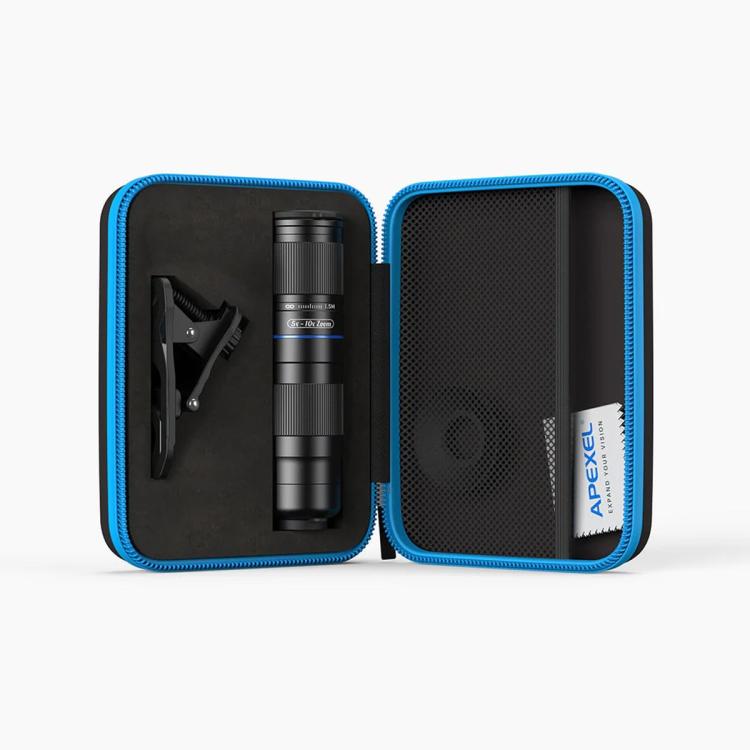 Kit de teleobjetivo APEXEL TeleZoom con zoom 5-10X para smartphone con clip universal todo en uno., APL-T5-10X