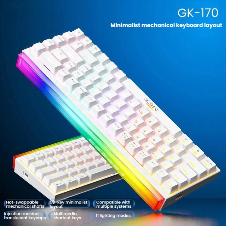 Teclado mecánico RGB iMICE GK-170 con cable USB-C de 1,5 m y teclas intercambiables en caliente de 68 teclas., GK-170