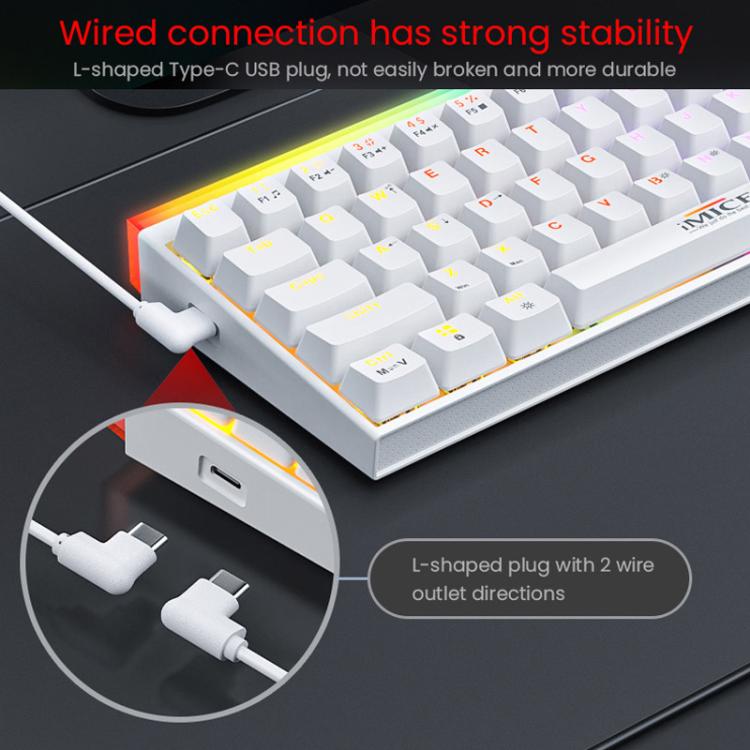 Teclado mecánico RGB iMICE GK-170 con cable USB-C de 1,5 m y teclas intercambiables en caliente de 68 teclas., GK-170