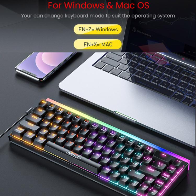 Teclado mecánico RGB iMICE GK-170 con cable USB-C de 1,5 m y teclas intercambiables en caliente de 68 teclas., GK-170