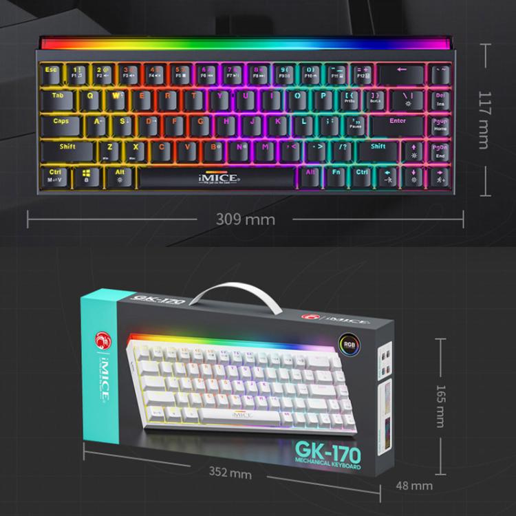 Teclado mecánico RGB iMICE GK-170 con cable USB-C de 1,5 m y teclas intercambiables en caliente de 68 teclas., GK-170
