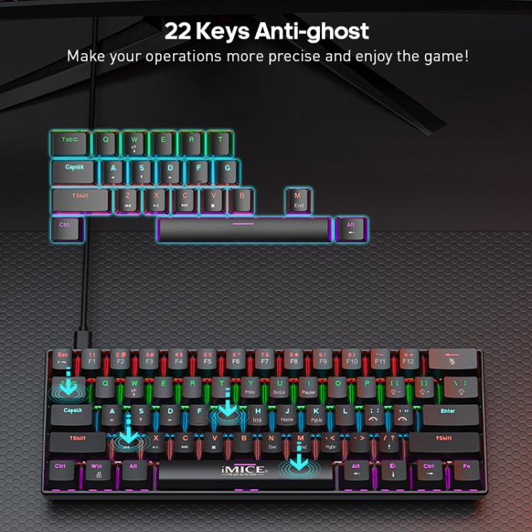 Conjunto de teclado y ratón mecánico para juegos con cable iMICE MK-X30 con iluminación RGB personalizable y cable de 1,5 m.