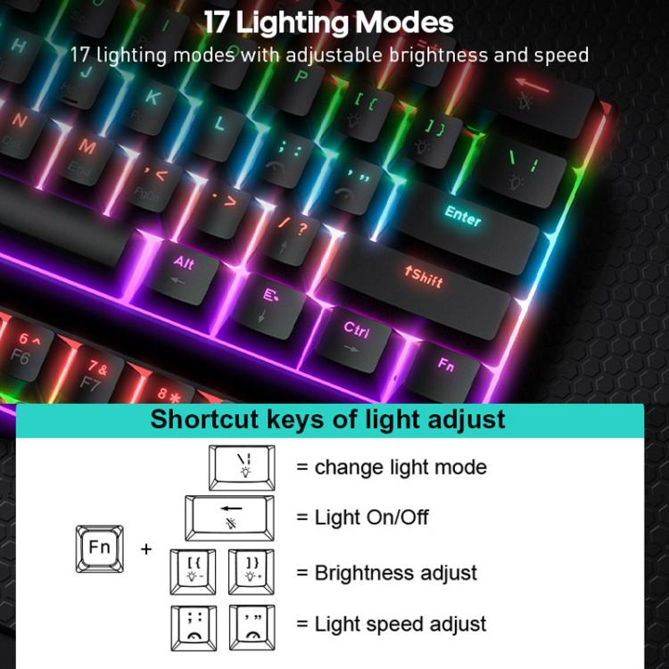 Conjunto de teclado y ratón mecánico para juegos con cable iMICE MK-X30 con iluminación RGB personalizable y cable de 1,5 m.