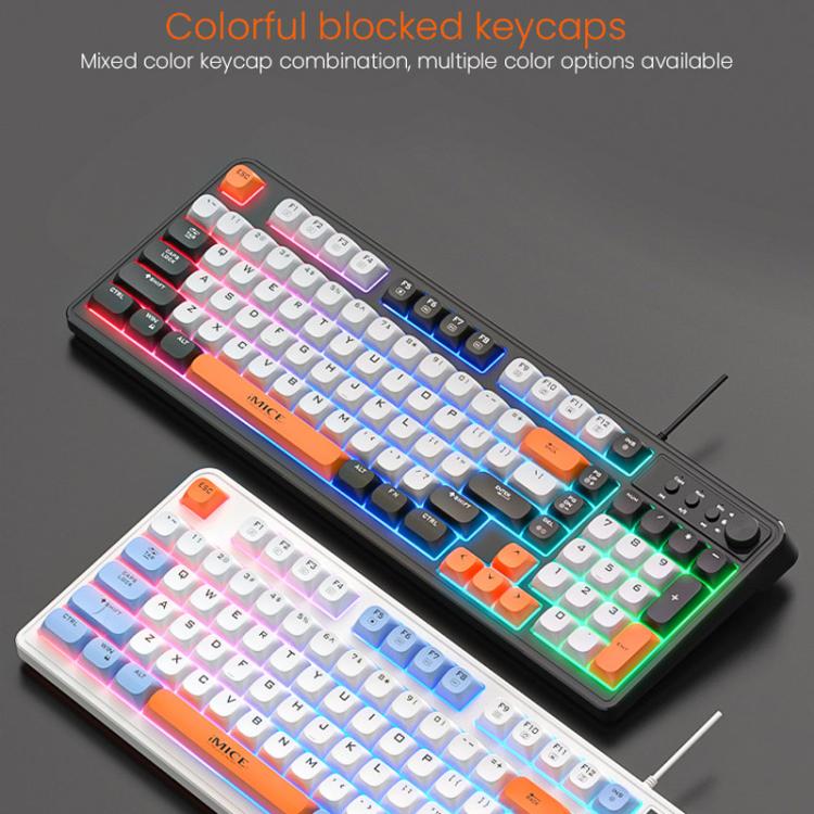 iMICE AK-300 Teclado para juegos con cable USB retroiluminado multicolor de 99 teclas y 1,5 m de longitud, con regulador de intensidad., AK-300