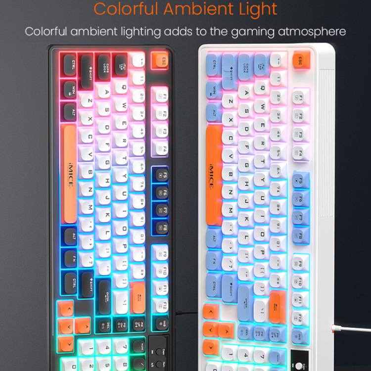 iMICE AK-300 Teclado para juegos con cable USB retroiluminado multicolor de 99 teclas y 1,5 m de longitud, con regulador de intensidad., AK-300