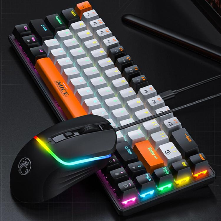 Teclado y ratón mecánico para juegos con cable iMICE MK-X20 con iluminación RGB ajustable