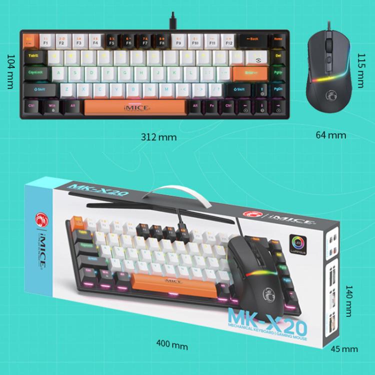 Teclado y ratón mecánico para juegos con cable iMICE MK-X20 con iluminación RGB ajustable