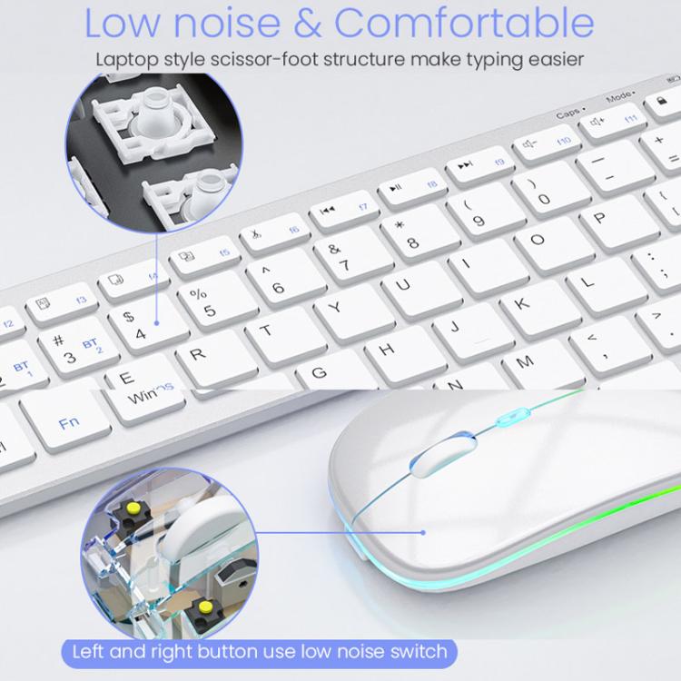 Conjunto de teclado y ratón inalámbricos recargables de modo dual iMICE WK-102 con puerto USB tipo C
