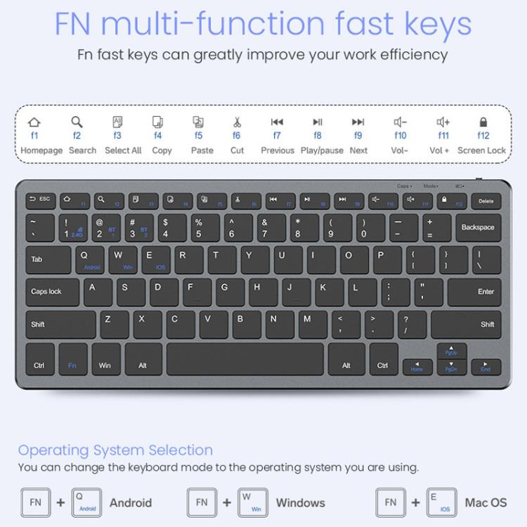 Conjunto de teclado y ratón inalámbricos recargables de modo dual iMICE WK-102 con puerto USB tipo C