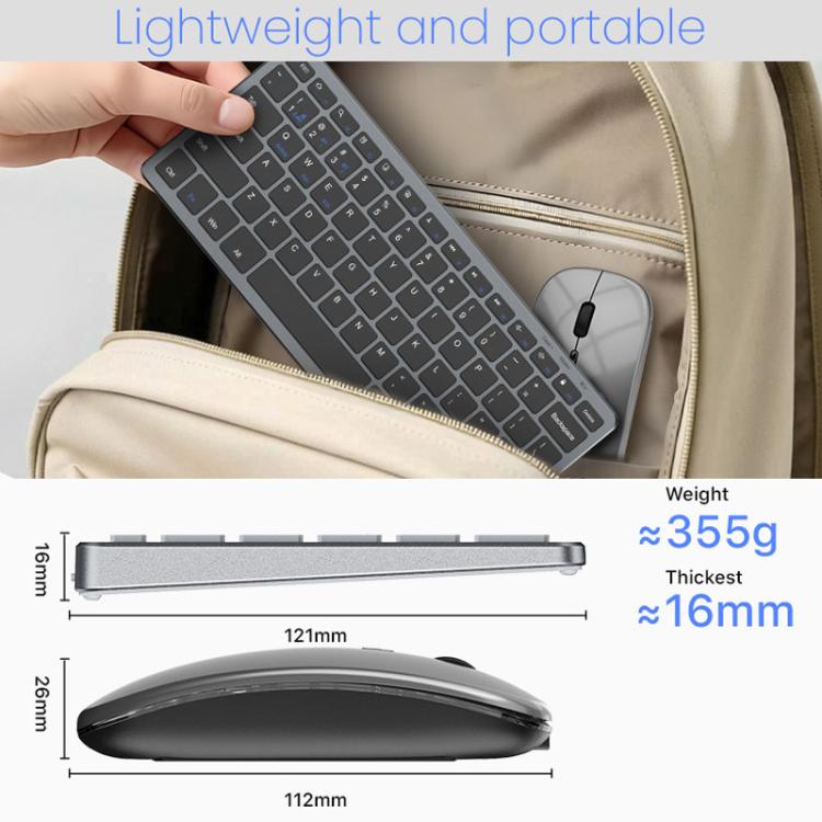 Conjunto de teclado y ratón inalámbricos recargables de modo dual iMICE WK-102 con puerto USB tipo C