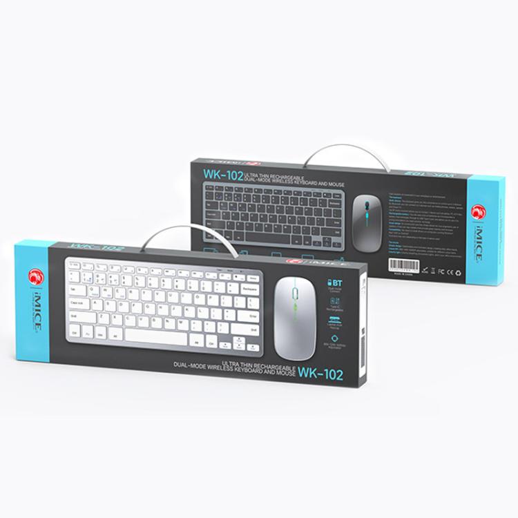 Conjunto de teclado y ratón inalámbricos recargables de modo dual iMICE WK-102 con puerto USB tipo C
