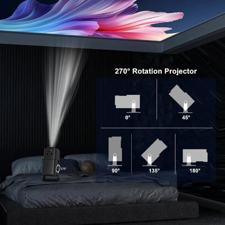Proyector portátil HY320 Mini Android 11 4K HD con WiFi 6, Bluetooth, rotación de 180 grados y duplicación de pantalla inalámbrica., UK Plug, US Plug, EU Plug