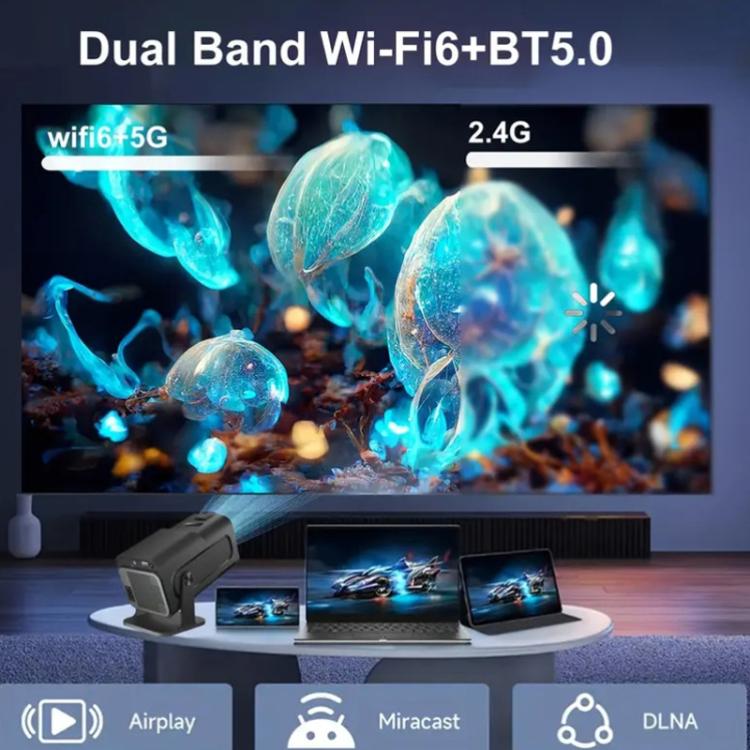 Proyector portátil HY320 Mini Android 11 4K HD con WiFi 6, Bluetooth, rotación de 180 grados y duplicación de pantalla inalámbrica., UK Plug, US Plug, EU Plug