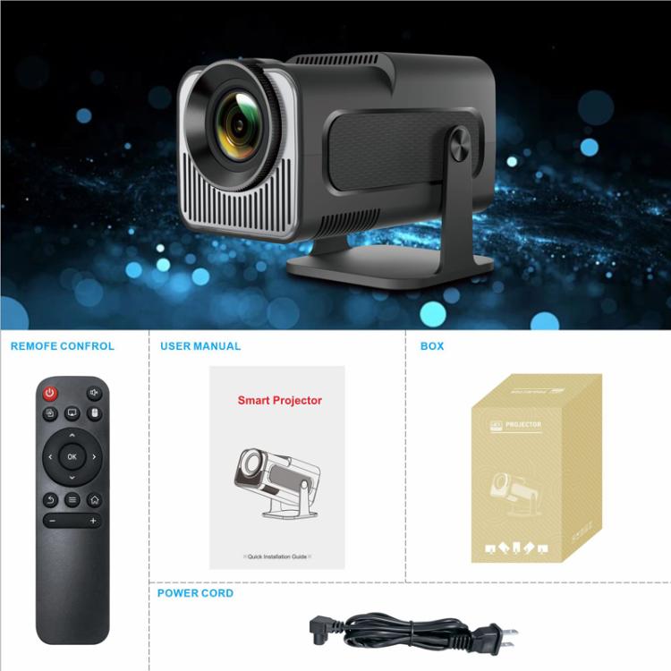 Proyector portátil HY320 Mini Android 11 4K HD con WiFi 6, Bluetooth, rotación de 180 grados y duplicación de pantalla inalámbrica., UK Plug, US Plug, EU Plug