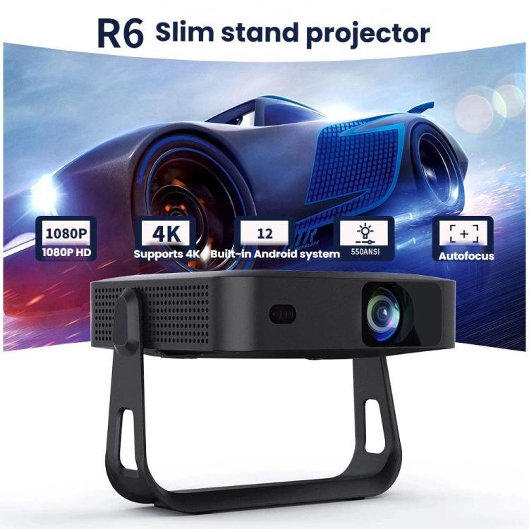 Proyector portátil ultrafino R6 HD 1080P con enfoque automático. Mini proyector para el hogar., US Plug, EU Plug, UK Plug, AU Plug