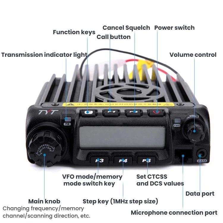 Radio bidireccional inalámbrica para vehículos exteriores TYT TH-9000D de alta potencia, alcance de 1 a 50 km.