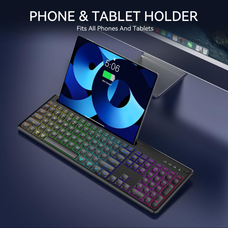 Conjunto de teclado y ratón inalámbricos con ranura para teléfono/tableta, retroiluminación RGB y recargables., 2.4G Single Mode, 2.4G & Bluetooth