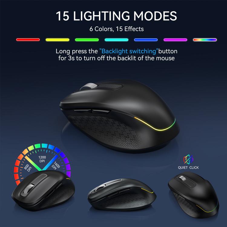 Conjunto de teclado y ratón inalámbricos con ranura para teléfono/tableta, retroiluminación RGB y recargables., 2.4G Single Mode, 2.4G & Bluetooth