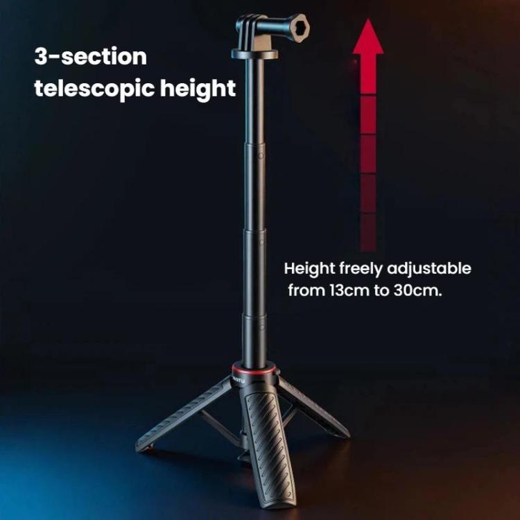 Trípode mini automático desplegable XILETU XS-22, palo selfie, monopié extensible ajustable de 13 a 30 cm para cámaras de acción.
