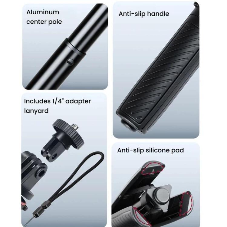 Trípode mini automático desplegable XILETU XS-22, palo selfie, monopié extensible ajustable de 13 a 30 cm para cámaras de acción.