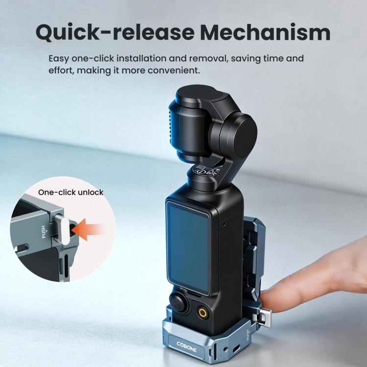 Adaptador de liberación rápida COBONE con soporte de extensión magnético, orificio para tornillo de 1/4 de pulgada y zapata fría para DJI Osmo Pocket 3, CPK-2