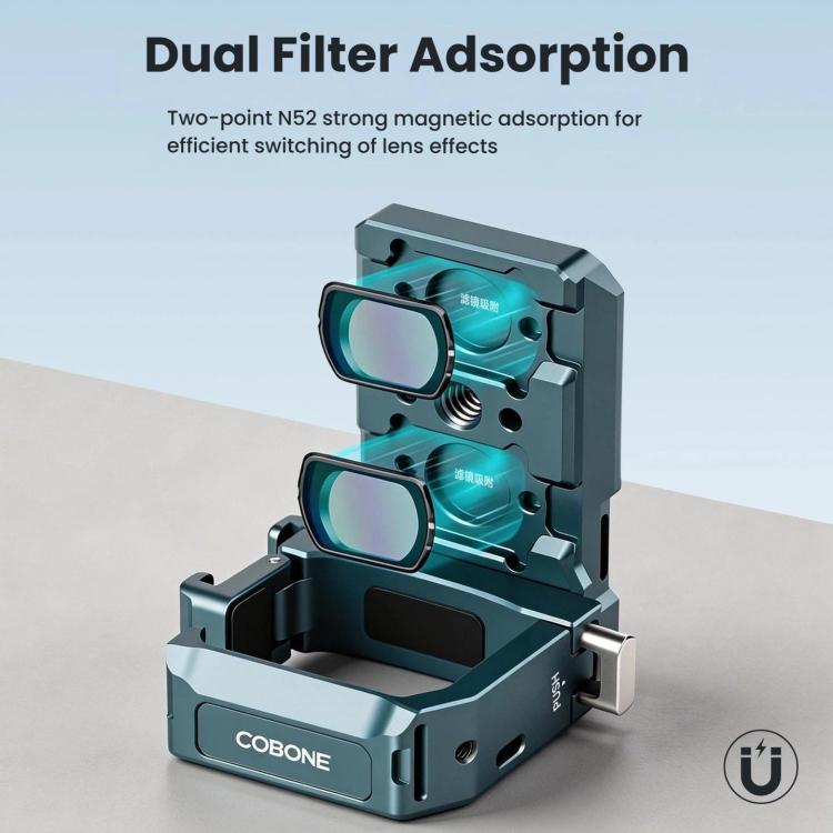 Adaptador de liberación rápida COBONE con soporte de extensión magnético, orificio para tornillo de 1/4 de pulgada y zapata fría para DJI Osmo Pocket 3, CPK-2