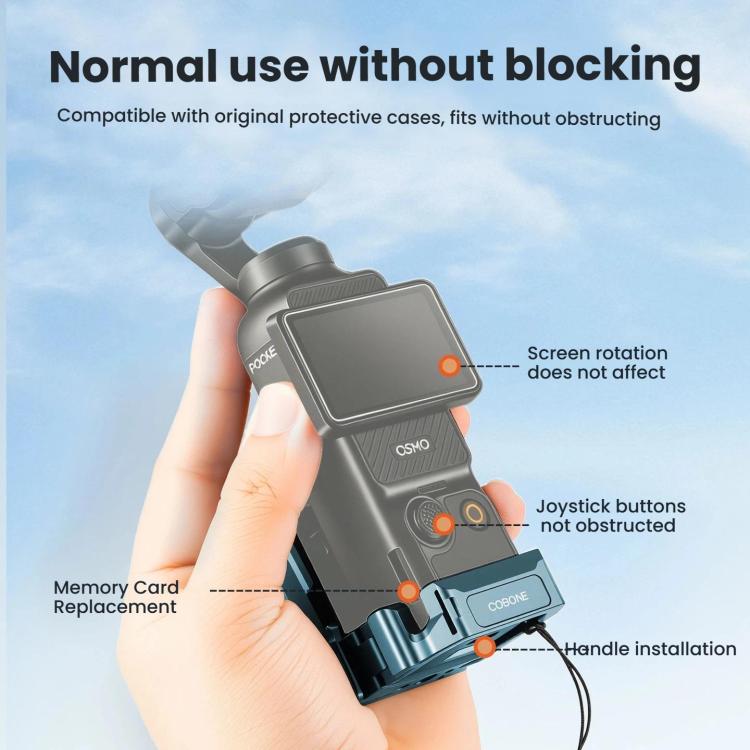 Adaptador de liberación rápida COBONE con soporte de extensión magnético, orificio para tornillo de 1/4 de pulgada y zapata fría para DJI Osmo Pocket 3, CPK-2