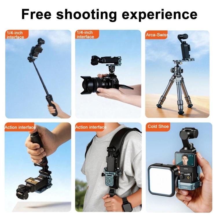 Adaptador de liberación rápida COBONE con soporte de extensión magnético, orificio para tornillo de 1/4 de pulgada y zapata fría para DJI Osmo Pocket 3, CPK-2