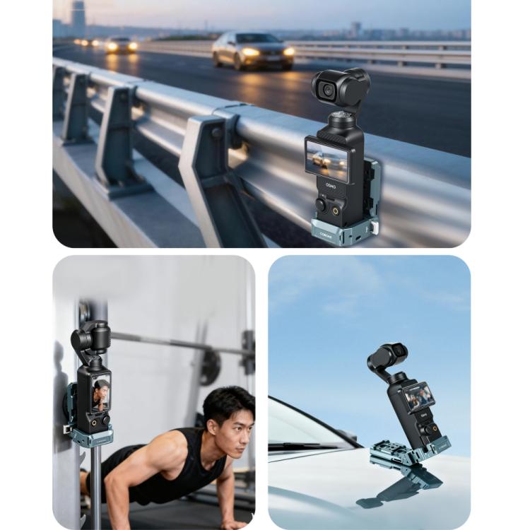Adaptador de liberación rápida COBONE con soporte de extensión magnético, orificio para tornillo de 1/4 de pulgada y zapata fría para DJI Osmo Pocket 3, CPK-2