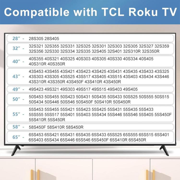 JJ-9248-B-0 2 soportes de base sin perforación para TV TCL Roku de 28 / 32 / 40 / 43 / 49 / 50 / 55 / 58 / 65 pulgadas