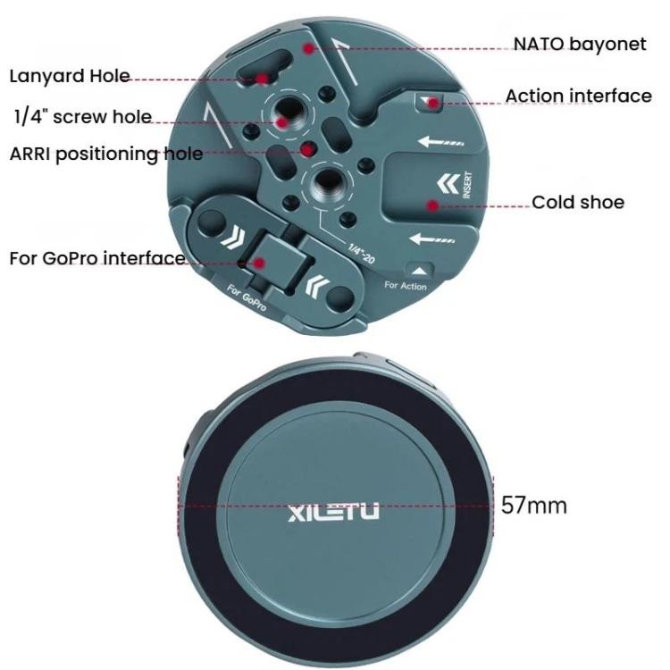 Soporte magnético todo en uno XILETU para teléfono con tornillo de 1/4 de pulgada, compatible con ARRI, GoPro, Action, zapata fría e interfaces NATO., MI-1, MI-1+XJ-28 Bracket, MI-1+MC-22S Gimbal+XT-18S Tripod