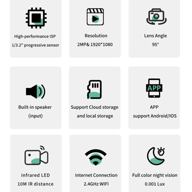 Cámara de vigilancia inalámbrica WiFi K7 HD con visión nocturna y control remoto desde smartphone, Standard 3MP Without Memory, Standard 3MP With 16G Memory, Standard 3MP With 32G Memory, Standard 3MP With 64G Memory, Standard 3MP With 128G Memory