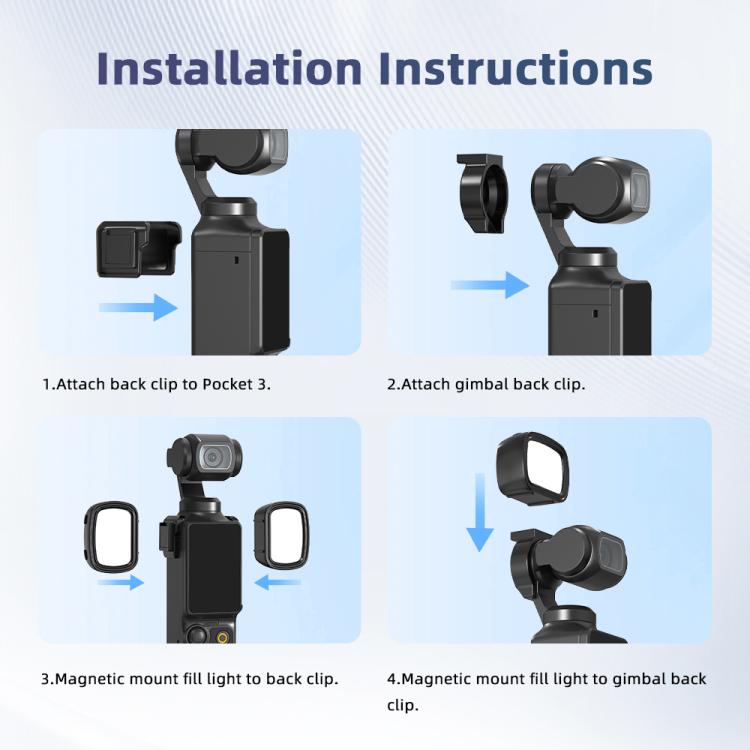 Luz de relleno magnética portátil Flymile para DJI Pocket 3 para fotografía.
