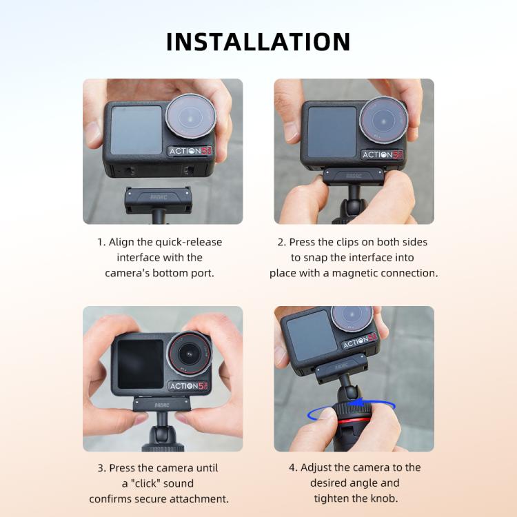 Trípode de liberación rápida con palo selfie extendido BRDRC para DJI Osmo Action 5 Pro / Osmo 360, AC6039_2