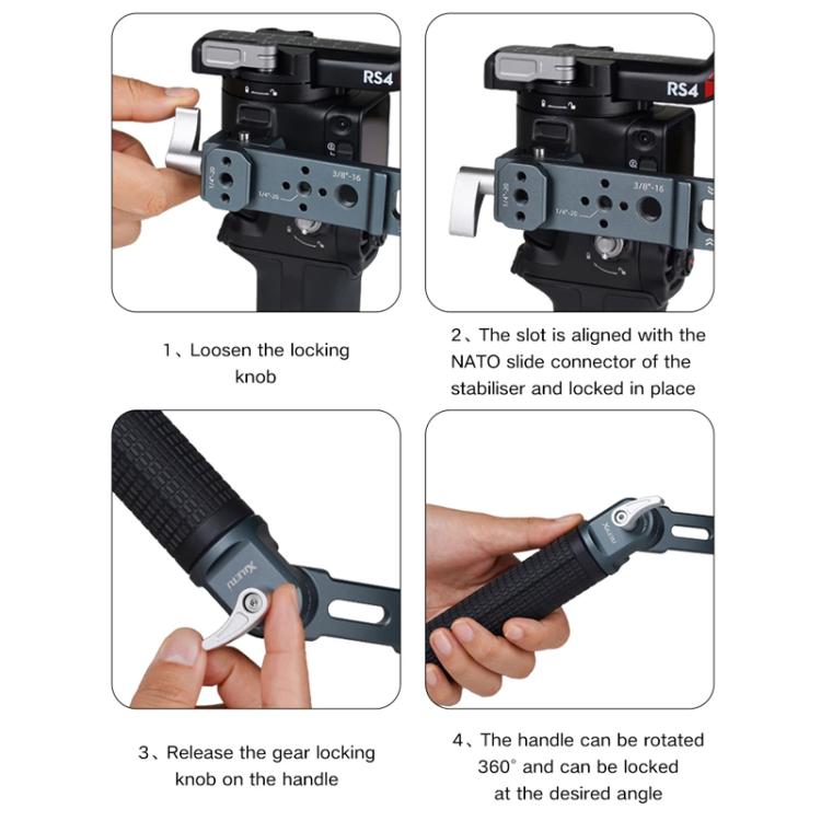 Empuñadura de ángulo ajustable XILETU para estabilizadores DJI RS 4 Mini/RS 4 Pro/RS 4/RS 3 Mini/RS 3 Pro/RS 2